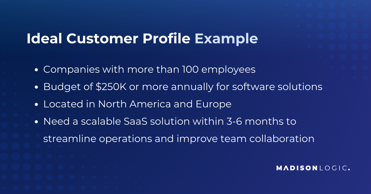 An example of an ideal customer profile (ICP)